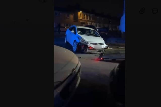 A stolen car crashed into a popular sandwich shop in Northampton.