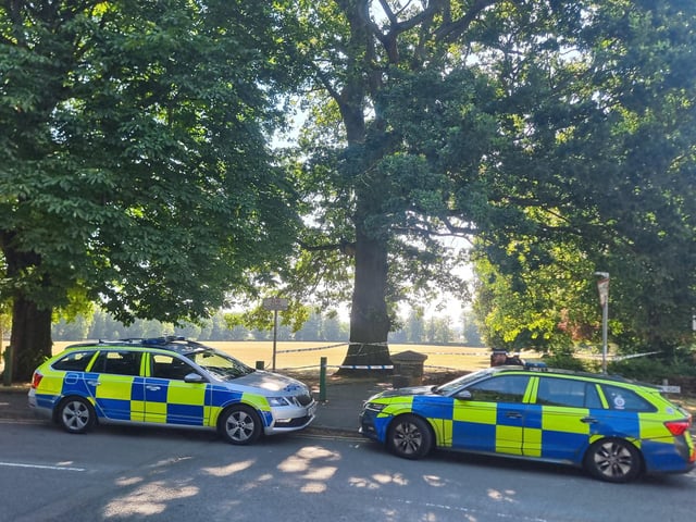 A large police cordon remains in place in Dallington Park, where officers are carrying out enquiries linked to the murder investigation.