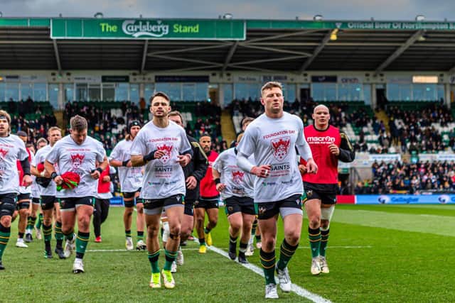 Saints players preparing for their Foundation Day match against Gloucester. Picture by Adam Gumbs Photography.
