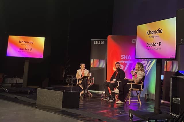 Pictured left to right: host Rehana Browne, DJ and music producer Doctor P, and photographer Khandie.