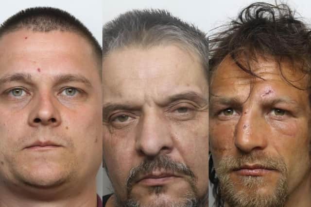 Left to right: Nerijus Niparavicius, Edgars Pavlovs and Dumitru Pintea are all wanted by police. Photos: Northamptonshire Police.