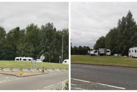 Travellers in Grange Park. Picture taken at 3pm on Tuesday.