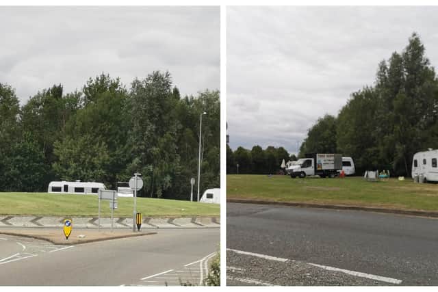 Travellers in Grange Park. Picture taken at 3pm on Tuesday.
