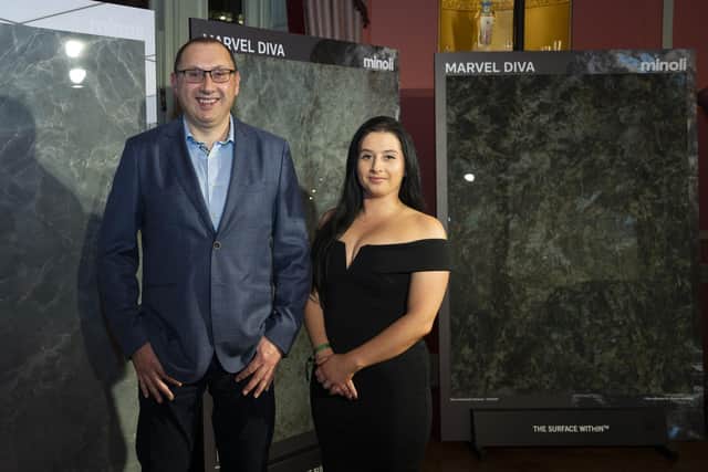 Pictured from Bell of Northampton is Lee Ferris, managing director and Carla De Chiara, bathroom designer at the launch of the Marvel DIVA Series