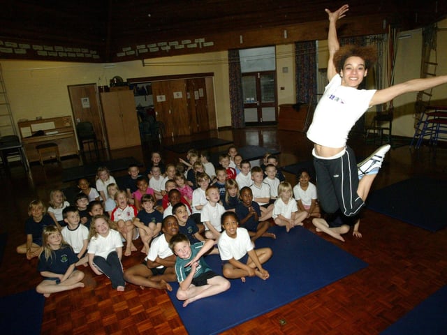 Gymnast Louise Wood visits The Arbours Primary School, Northampton