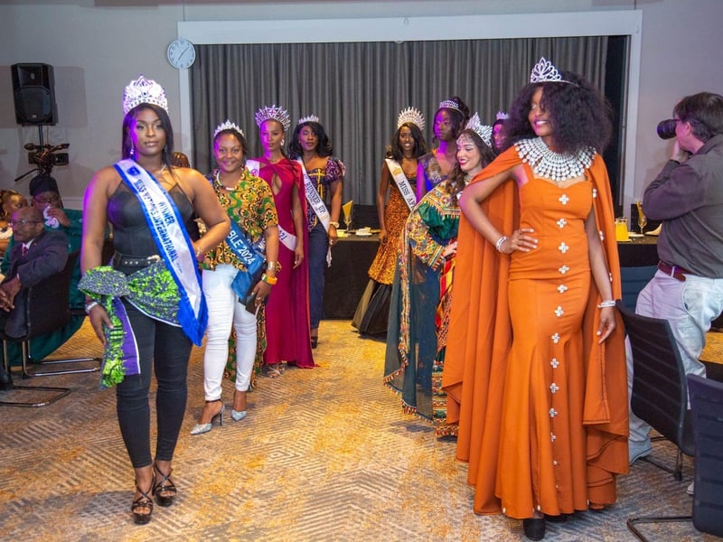 Miss Africa GB -Miss Northampton with supporting beauty queens from around the country