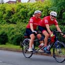 Lucy and Mike on tandem ride ahead of their charity challenge for Thomas's Fund