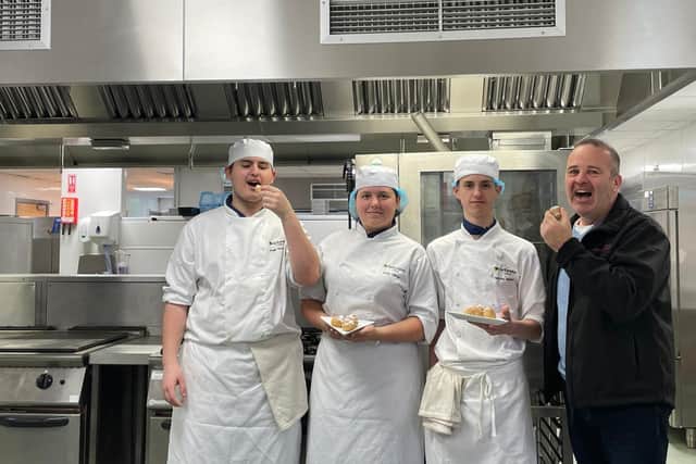 Students at Northampton College with Wayne Jenkins Wilson Browne Solicitors
