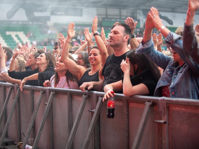 Fans inside Franklin's Gardens for Pete Tong's Ibiza Classics with The Symphony Orchestra, conducted by Jules Buckley on Friday, June 24, 2022. Photo by David Jackson.
