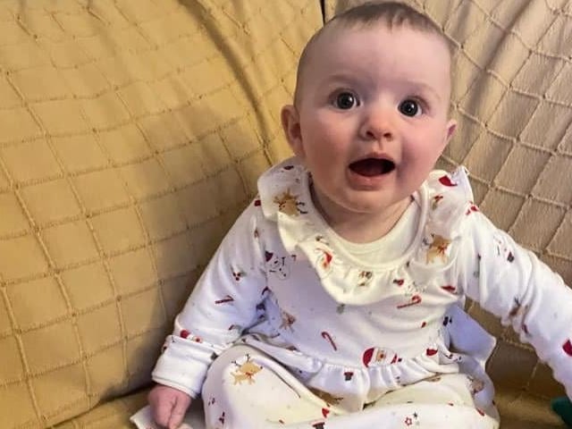 Six-month-old Imogen ready to meet Santa.