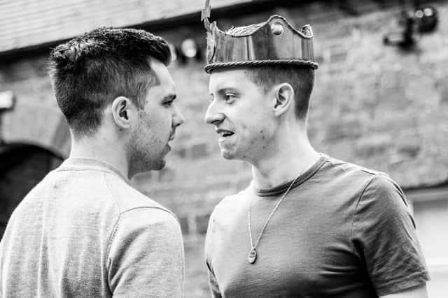 Masque Theatre's James Lickman as Buckingham and Isaac Griggs as Richard III.