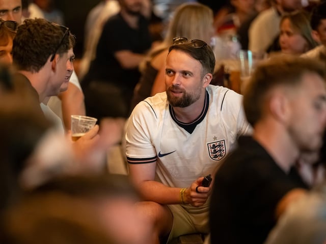 Football fans watching England vs Norway in the garden of The Black Prince in Northampton on Saturdy, July 11, 2026. Photo by David Jackson.