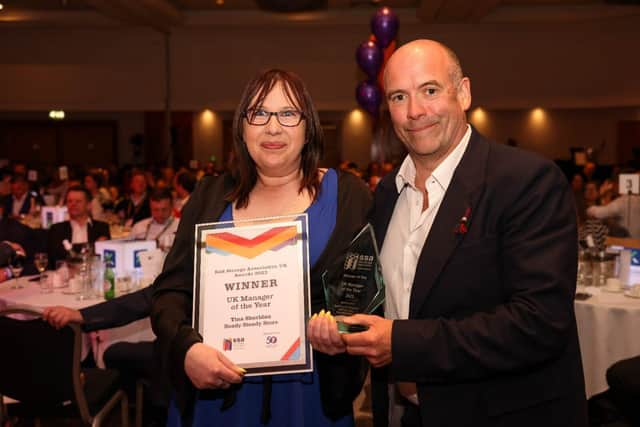 Northampton store manager, Tina Sheridan, accepting UK Manager of the Year Award