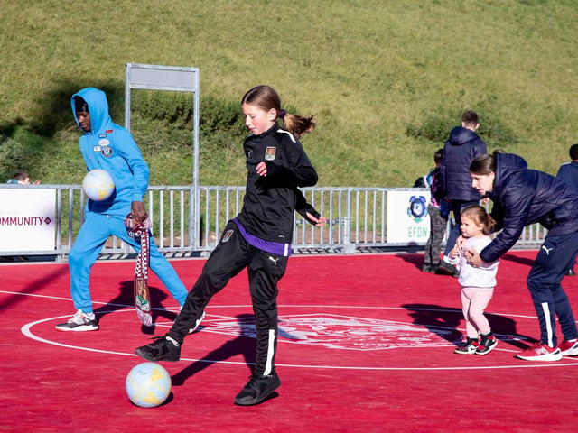 The new community all-weather pitch here at Sixfields was officially opened at Saturday’s Community Day game. Pictures by Kirsty Edmonds