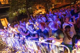 Fans on the barrier watching Billy Lockett headline the Northampton Music Festival on Sunday, September 10, 2023. Photo by David Jackson.