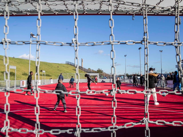 The new community all-weather pitch here at Sixfields was officially opened at Saturday’s Community Day game. Pictures by Kirsty Edmonds
