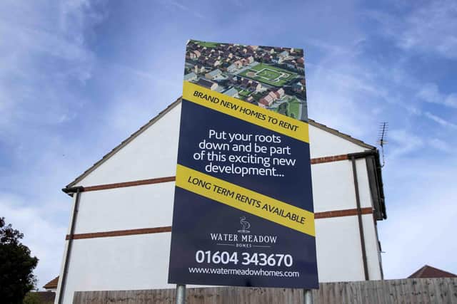 The sign in Harvester Way says 'long term rentals available'