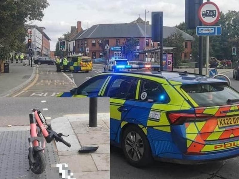 A man in his 30s riding a Voi scooter in Northampton town centre was in collision with a black Toyota Avensis on September 22, 2022. The scooter rider was hospitalised with serious injuries after colliding with the car at 12.20pm in Black Lion Hill, at the junction with St Andrews Road and Marefair. No arrests were made.