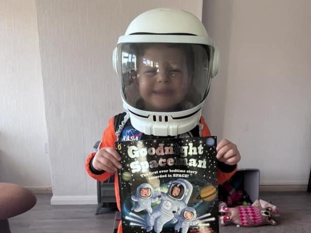 Lincoln, aged four, as the Spaceman from Goodnight Spaceman.