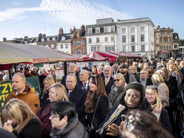 Hundreds gathered in the Market Square on Wednesday morning (December 7) to pay their respects to town legend Eamonn 'Fitzy' Fitzpatrick