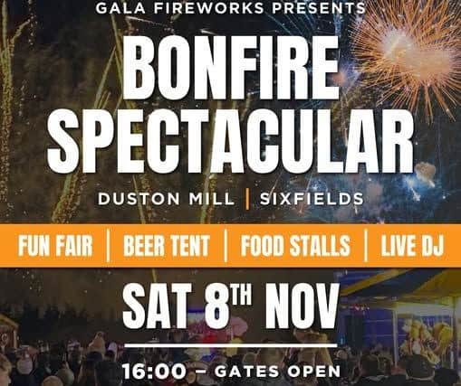 Poster showing the date and times of the bonfire display on November 8.