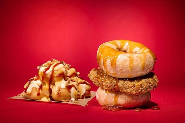 Tim Hortons’ Chicken Donut Sandwich and Cheesy Loaded Timbits®.