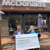 Franchisee Perry Akhtar and spokesperson, Caroline Sinclair for Ronald McDonald House Charity.