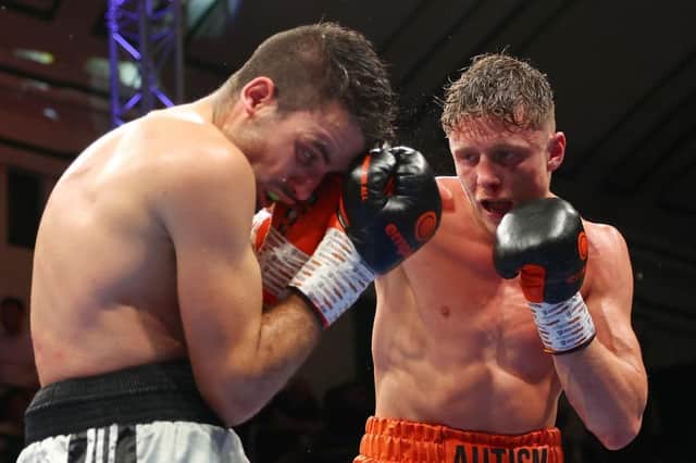 Northampton's Carl Fail punches Victor Garcia during the fight between the pair at York Hall