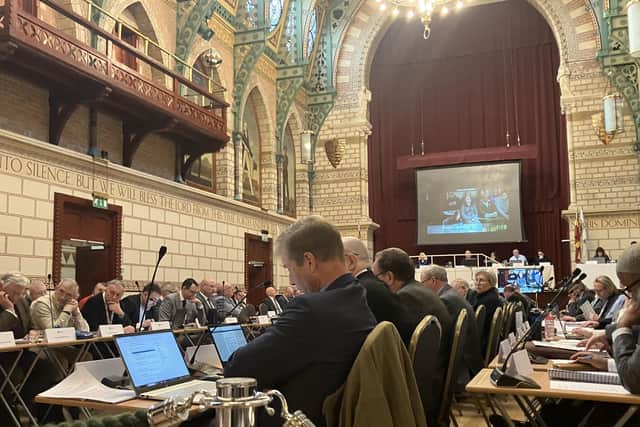 The council meeting was held in the Guildhall, Northampton.