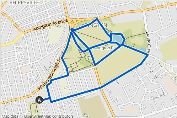 According to Komoot, the Wonderful Abington Park loop in Northampton is an easy hike that covers a distance of 3.29 miles, takes around 1 hour and 24 minutes to complete, and has an average pace of 2.4 mph with an elevation gain of 150 feet. It is great for any fitness level, featuring easily accessible paths and is suitable for all skill levels.