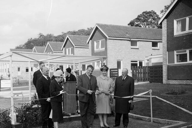 Pat Rogan opens the Wimpey Housing Exhibition at Corstorphine in September 1963.