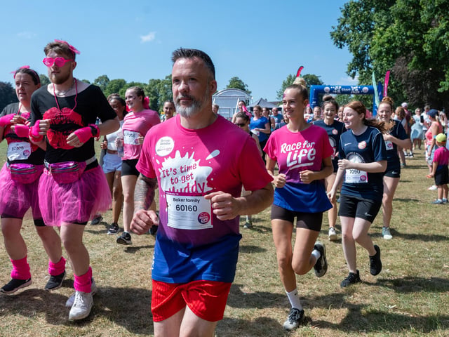 Runners taking part in the Pretty Muddy Race For Life at Abington Park in Northampton on Saturday, July, 11, 20026. Photo by David Jackson.