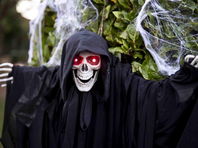 Carved pumpkins, skeletons named after staff members, a grim reaper and so much more.