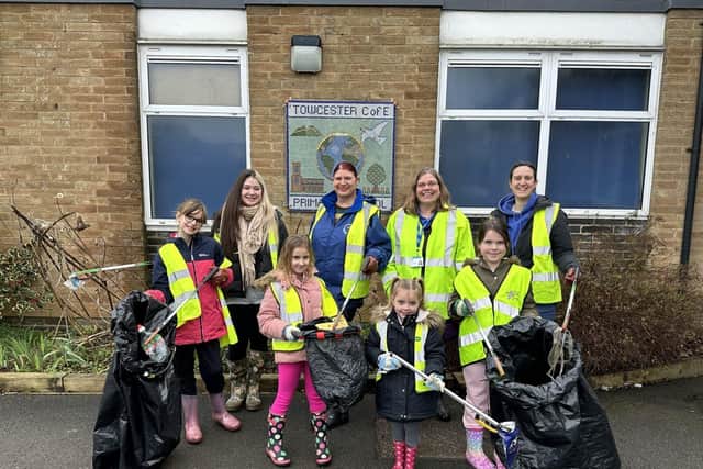 Staff and students ready to litter pick in Towcester