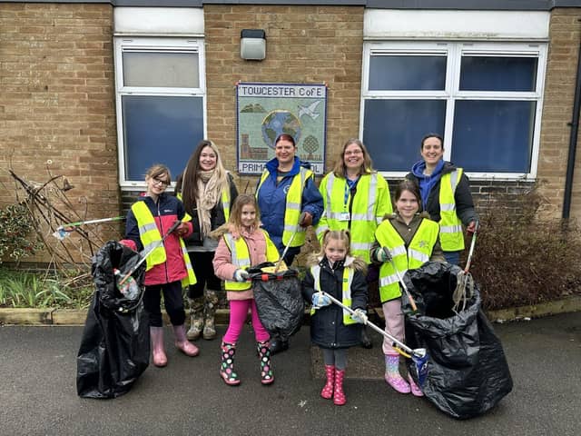 Staff and students ready to litter pick in Towcester