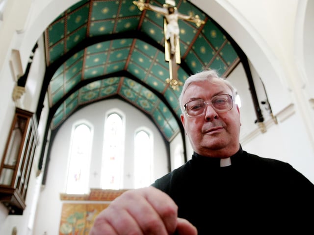 Canon Norman Smith celebrating 50 years in priesthood. He is pictured at Northampton Cathedral, Barrack Road in 2006