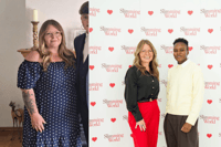 Lisa Lewis, pictured before, and after at the awards ceremony with Nicola Adams