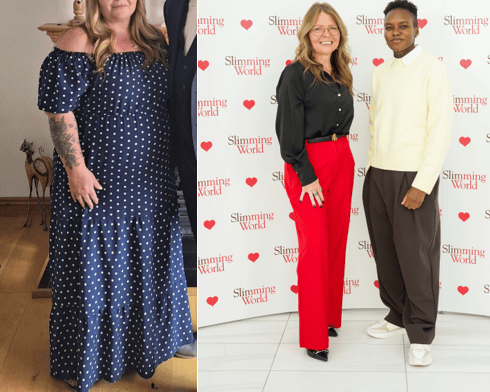 Lisa Lewis, pictured before, and after at the awards ceremony with Nicola Adams