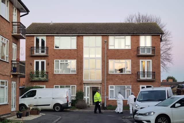 Police at the scene this afternoon