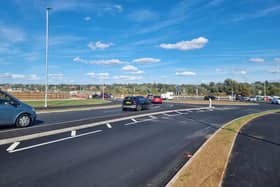 The roundabout at the junction of Mill Lane and Nene Way has opened following work linked to the new Dallington Grange housing development.