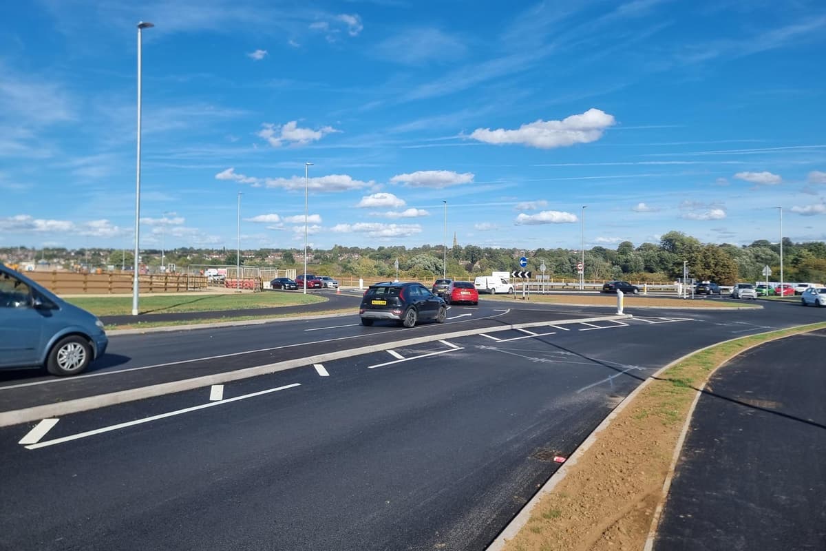 New roundabout on busy Northampton road opens after almost three months of ...