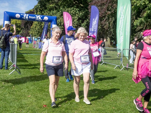 Walkers, runners and joggers completed two laps of Abington Park for the 10k Race for Life on Sunday (July 14).