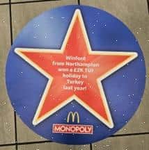 Celebrating 2022 McDonald's Monopoly BIG winner in Northampton with 'Walk of Fame' star