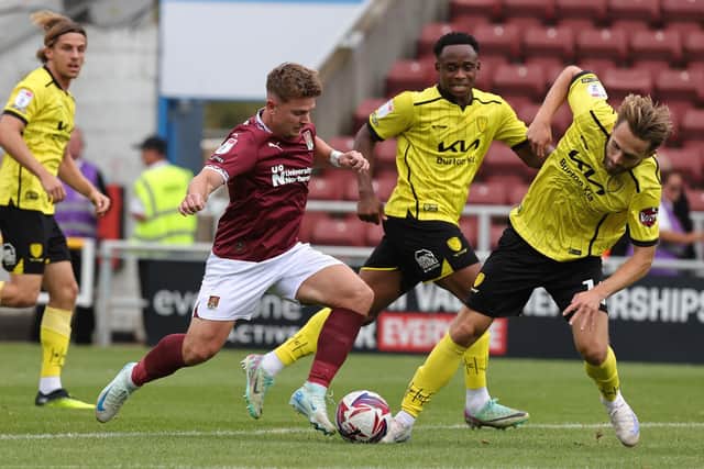Sam Hoskins looks for an opening during the Cobblers' 0-0 draw with Burton Albion at Sixfields (Picture: Pete Norton)