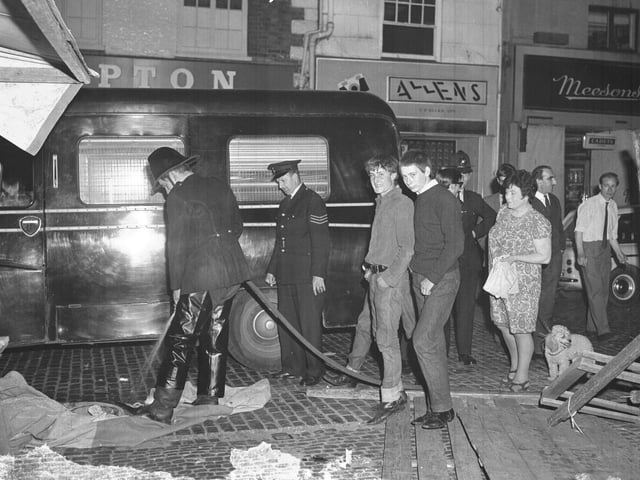Looking backold glass negsFire in Market Square 7/7/67