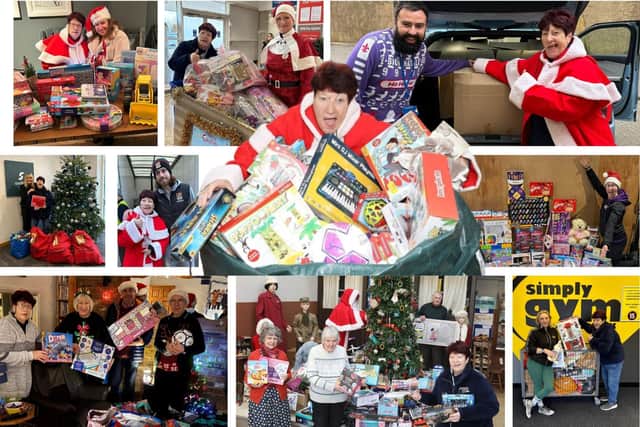 Mother Christmas with some of the many people who have donated to the annual gift appeal/ National World and Mother Christmas