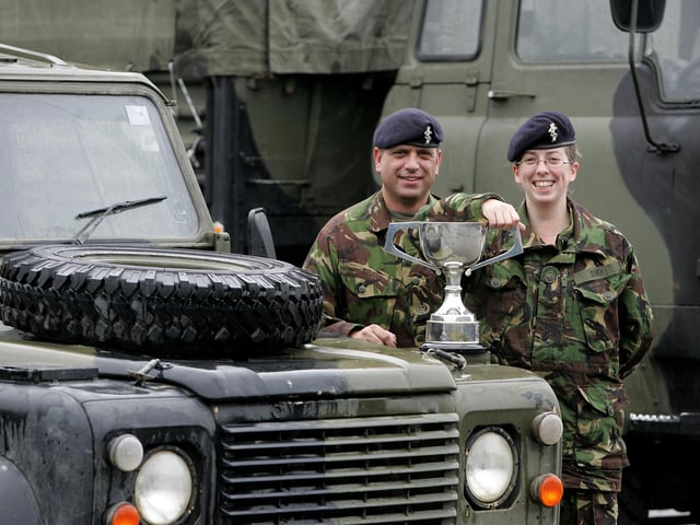 REME TA Team W02 Robert Buckerfield and Craftsman Sarah Dorey have won the National Army Off Road Competition - pictured at Northampton TA Barracks.