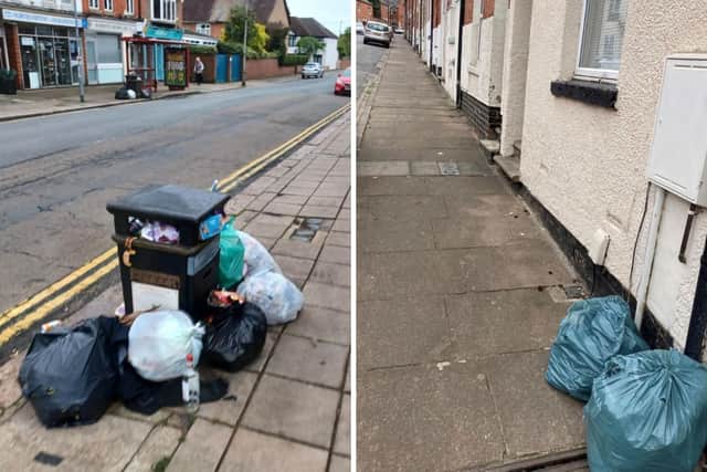 Council wardens issued fixed penalty notices after finding rubbish left in Birchfield Road East and Gordon Street (right)