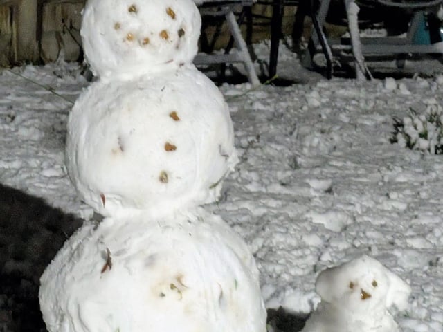 First snowman of the year at 9pm in Brixworth.