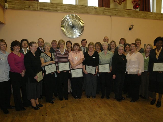 Northampton General Hospital staff with long service awards.